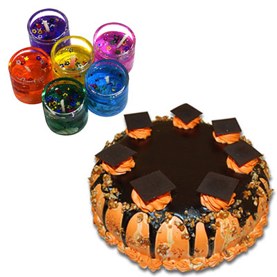 "Chocolate cake - 1kg, Glass Gel candles - 6 pcs - Click here to View more details about this Product